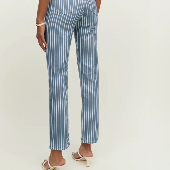 Reformation Cynthia striped high rise straight jeans 25 - Picture 4 of 9
